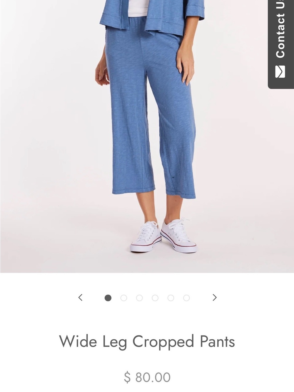 🌸Mododoc  Wide Leg Cropped Pants in blue sizeS resort relaxed casual 💯cotton NWT